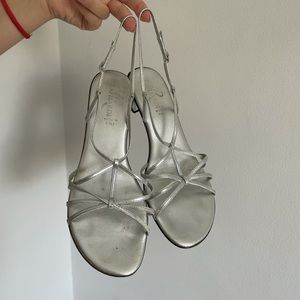 Strapy Silver One inch Heels made in Italy